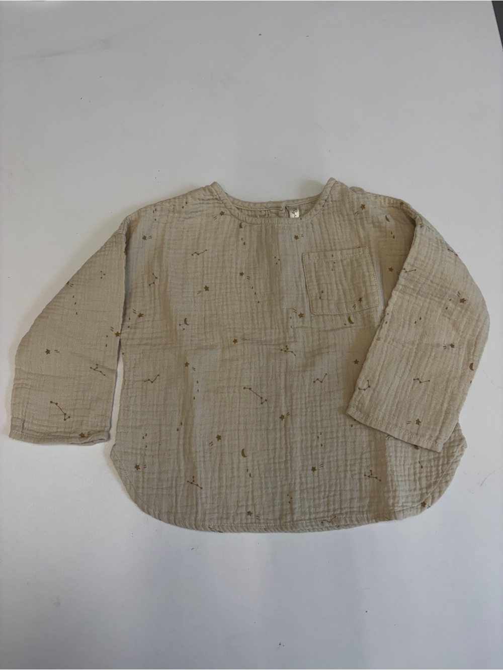 Rylee + Cru Cream Muslin Long-Sleeve Top with Gold Stars
